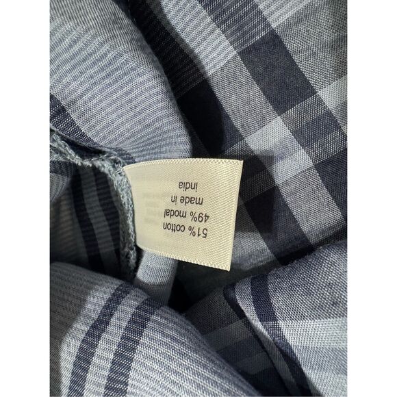 NWT Lane Bryant Puff Sleeve Button Down Blue Plaid Size 12 Blouse - Picture 8 of 8